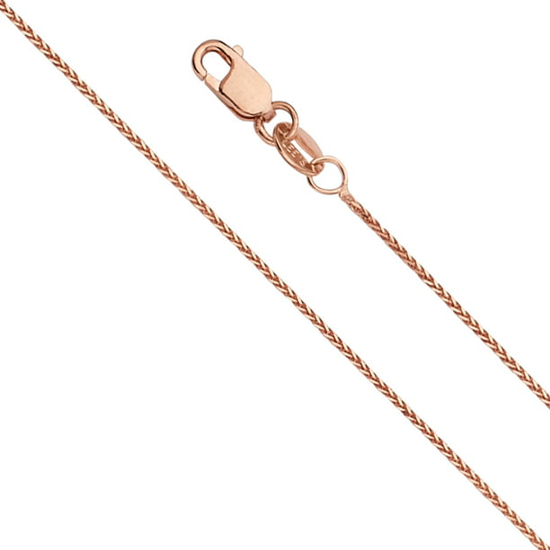 14k Gold Diamond-Cut Wheat Chain Necklace with Lobster Clasp 0.9mm 